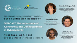 The Importance of Community and Connectedness in Cybersecurity Webcast - National CyberWatch Center 10-21-21